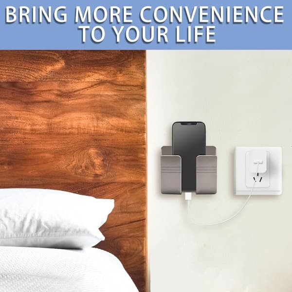 Mobile Phone Wall Mount, 4-pack, with 3M Self-Adhesive, Mobile Phone Wall Mount, Remote Control, Wall Mount, Phone Holder for Bed, Living Room (Grey)