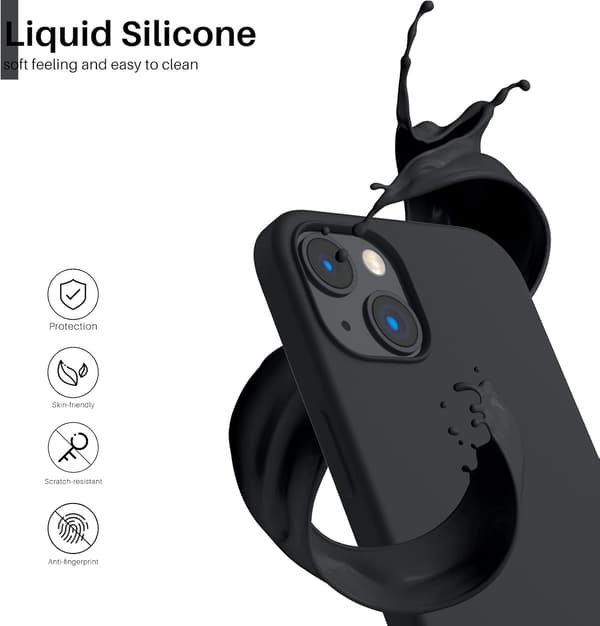iPhone 15 Pro Case, Liquid Silicone Case for iPhone 15 Pro, Ultra-Thin Case, Full Coverage Shockproof Soft Protective Case (Black)