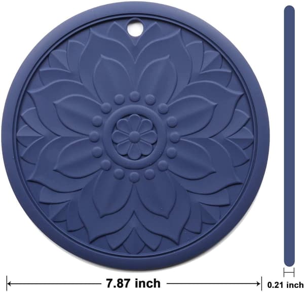 Silicone Trivet, 3 Heat Resistant Pot Holders, Versatile Non-Slip Mats for Kitchen Counters and Tables (Blue)