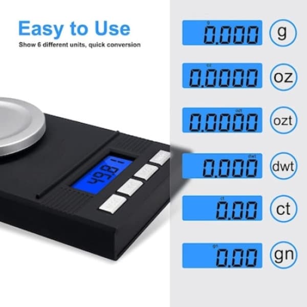 Multifunctional Measuring Scale, Accurate Sensor System for Fine Powder, Jewelry, Medicine, Portable Scale with Calibration Weights Included