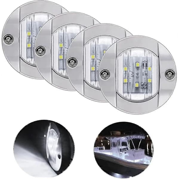 NA/4-pakning LED-båtlys 12V Runde Marinelys LED-aktermonterte Lys for Båtdekorasjon hvit