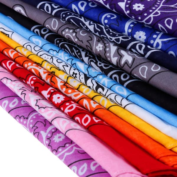 12 farger 54x54 cm bandana-skjerf unisex bomull