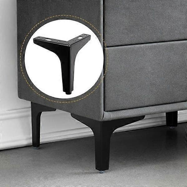 4-pakning 10 cm svarte møbelben i metall - for skap, sofa, kaffe