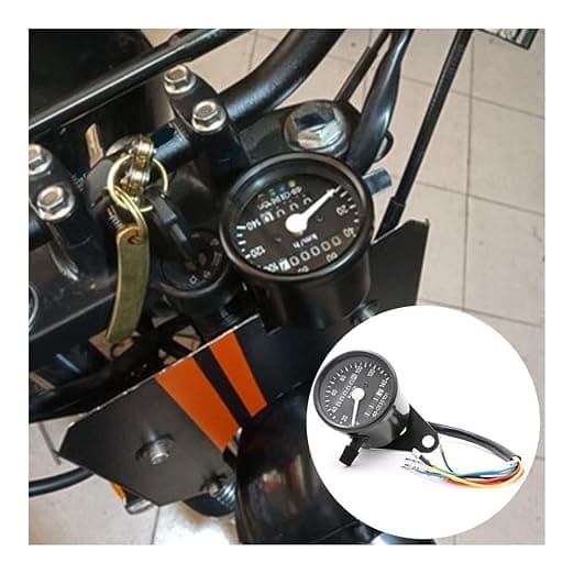 1 stk (sort urskive sort) Universal motorcykel speedometer med baggrundsbelysning