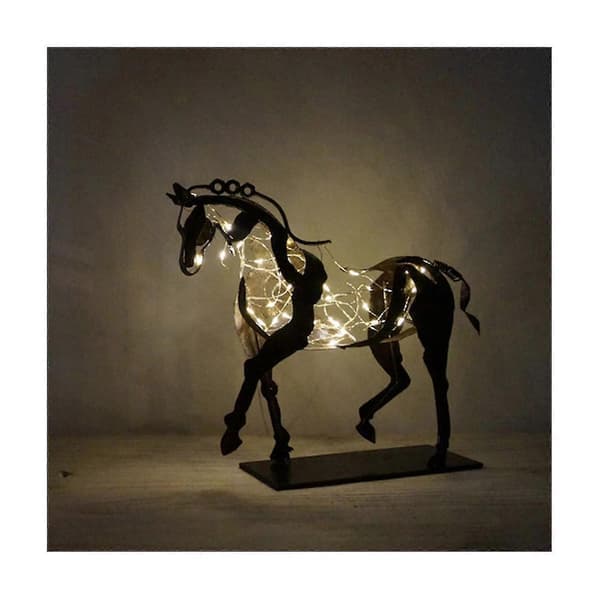 Hesteskulptur Metall LED Dyreskulptur Hjem Restaurant Rotte Lysende