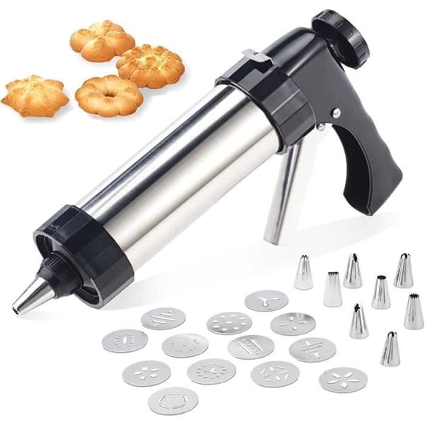 Churro Maker Machine - Professional Stainless Steel - Cookie Press - 13 Discs - 8 Nozzles