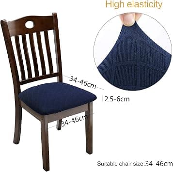 (Dark Blue, 1) Waffle Pattern Chair Cover Stretch Seat Cover Protector for Dining Room Office Hotel Wedding