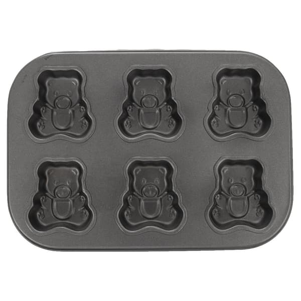 Bakform for seks bjørneformede kaker, non-stick karbonstål