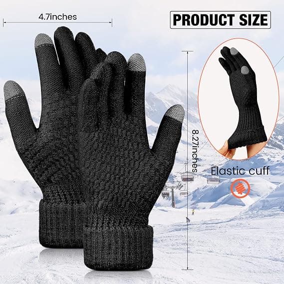 2 par dame vinter touchscreen handsker varme fleeceforede strikhandsker elastiske manchetter vinter sms handsker