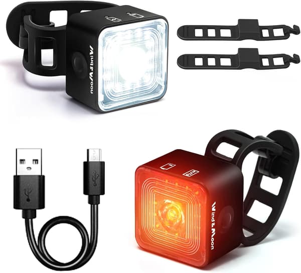 Sykkellykter, USB-oppladbare front- og baklykter med 5 lysmoduser