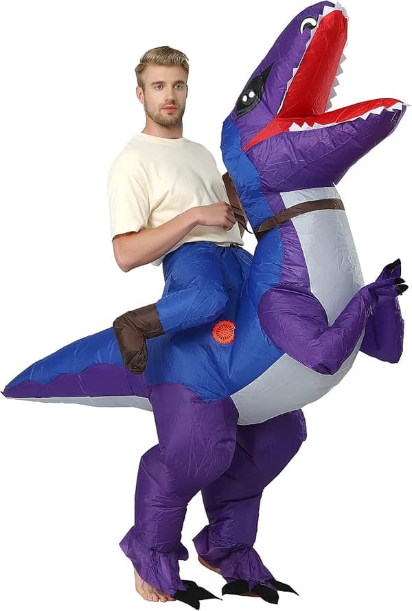 Oppusteligt dinosaurkostume til voksne, Halloween-kostume