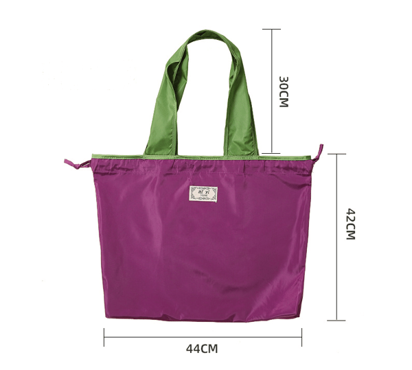Gjenbrukbare handleposer, stor sammenleggbar handlepose med snøring, vanntette handleposer, lette nylonposer for hjemmehandel