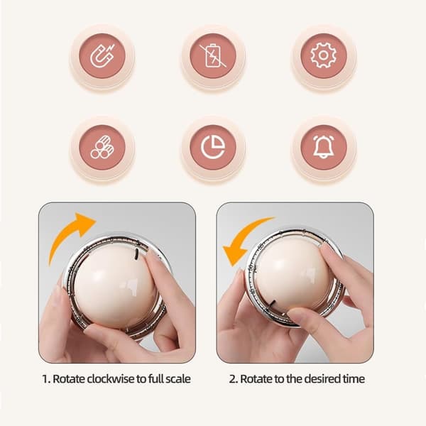 2-pack Mekanisk Kökstimer 0-60 min 304 Rostfritt Stål Magnetisk