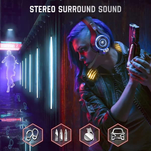 Gaming Headset för PS4 PS5 PC Xbox One Djup Bas med Brusreducering