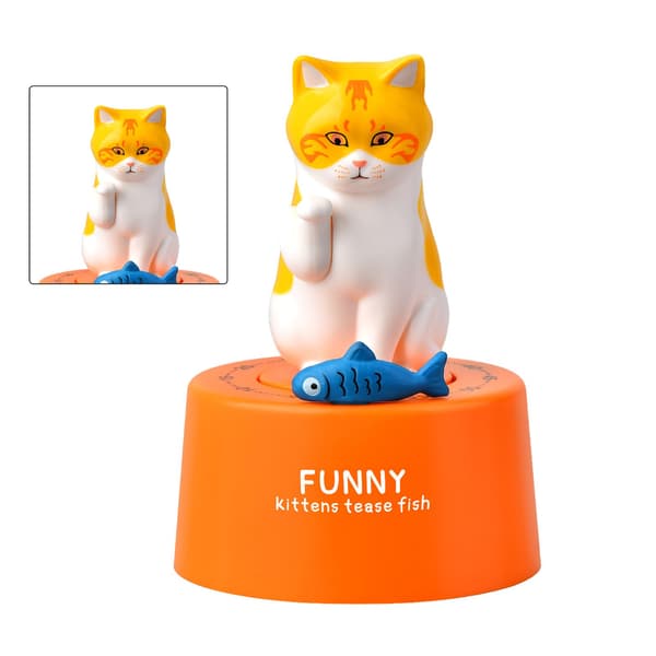 Mechanical Kitchen Timer, 60 Minute Visual Countdown, Cute Cartoon Animal, Orange