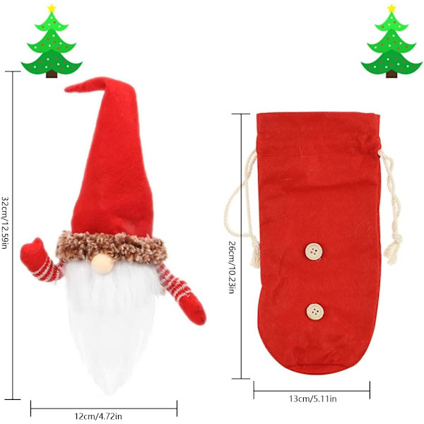 3-delad jultomte-set för vinflaskor
