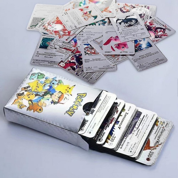 Silver engelska Pokmon Collection Cards Tcg Deck Box Guld Folie Card Assorted Cards Boys Z32098