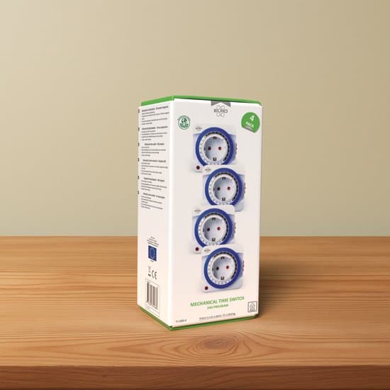 ELRO TI1000 Mekanisk Plug-in Timer, 4-pack, 24-timmars urtavla, 15-minutersintervall, 3600W, Inomhusbruk