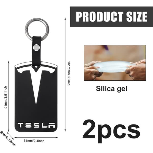 Silikone-nøgleetui til Tesla Model 3/S/X/Y - Kortholder med nøglering - Sort - 10 x 6,6 cm
