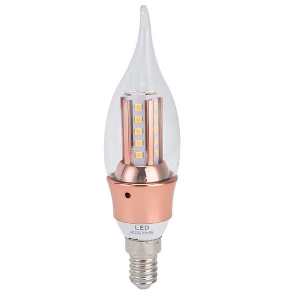 E14 LED-kronelyspære 9W, krystallysekrone, varmt lys til hjemmets stue