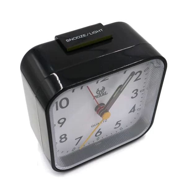 Silent Analog Alarm Clock Bedside Clock Square Table Clock Quartz Alarm Clock with Snooze and Light Function, Black