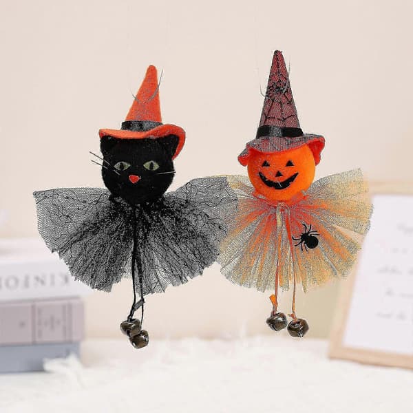 Halloween Hängande Dekoration Häxa Pumpa 4st