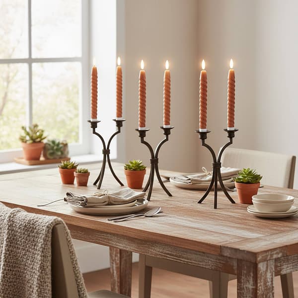 LED-flammeløse koniske lys, ægte voks, sæt med 6