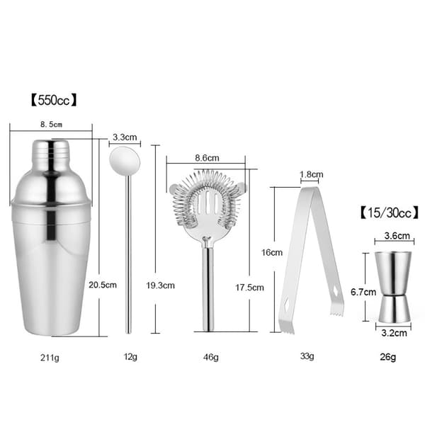 Cocktail Shaker Set 5 osaa - 500ml