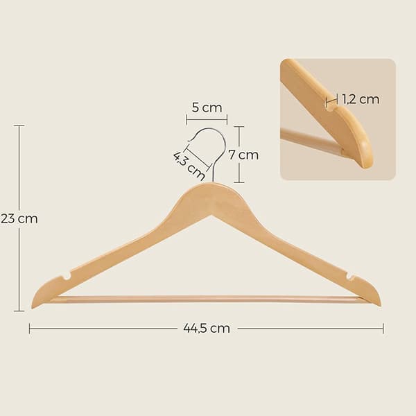 Solid Maple Wood Hangers - 20-pack