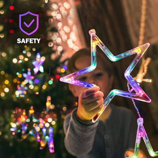 Star-shaped string lights, 3.5m star curtain lights, 8 lighting modes, indoor/outdoor Christmas decoration, waterproof string lights for balcony