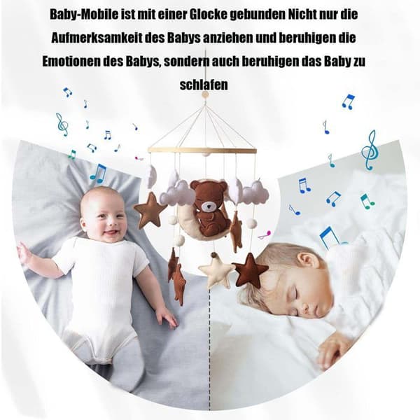 Babymobil med træring og søde dyr til tremmesenge til drenge og piger