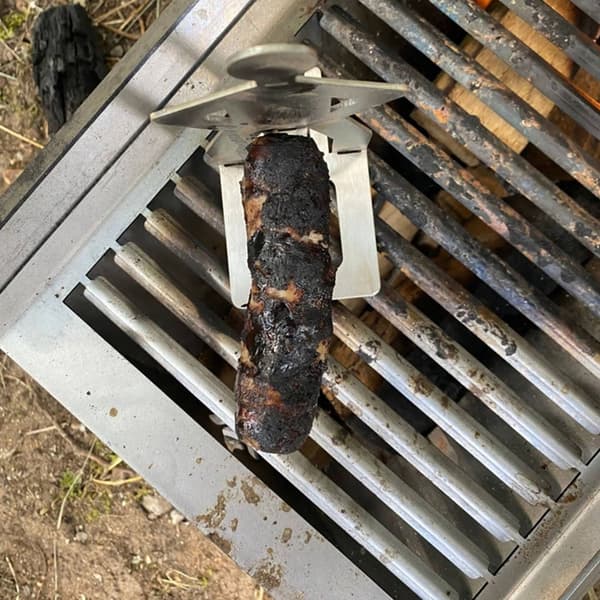 Pølseholder for Pølsestativ Bærbart BBQ Grillstativ i Rustfritt Stål, 27x7x7 cm