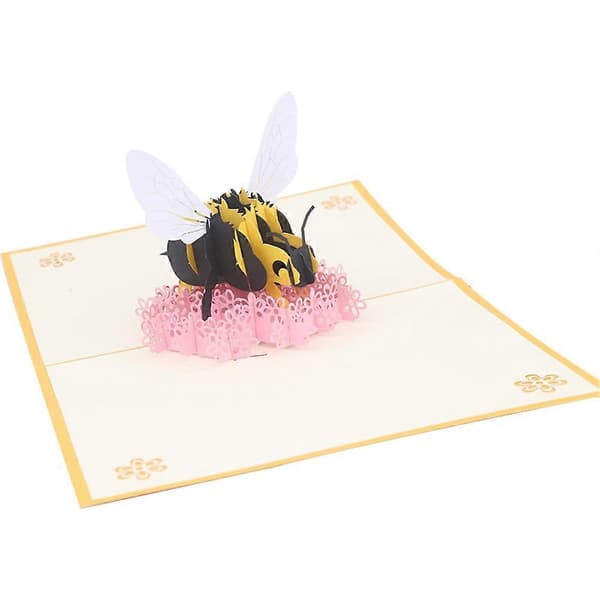 Creative Bee Flower 3D Pop Up Paper Greeting Card Thanksgiving Birthday Gift