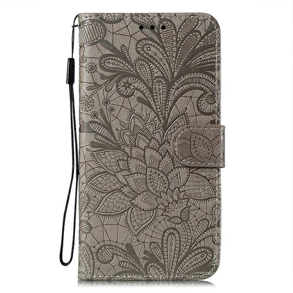 Blomsterpræget lædertelefoncover til iPhone 15