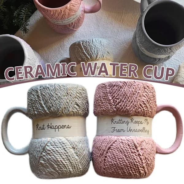 Creative Ceramic Mug Colorful Wool Sugar Milk Coffee Mug Office Mug Pink