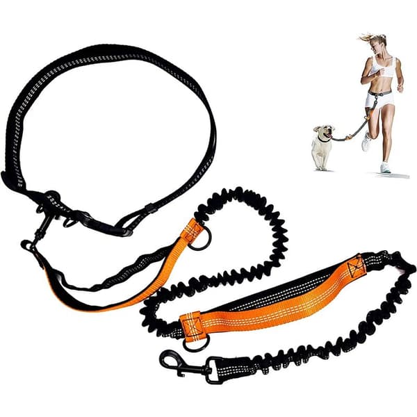 Elastisk hundejoggingline og hundesnor til jogging 150 cm x 2,5 cm