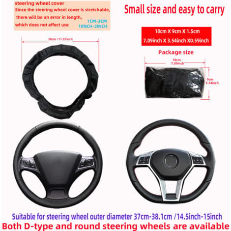 Microfiber Leather Steering Wheel Cover 37-38 cm - Non-slip and Durable - Optimal Comfort and Easy Installation
