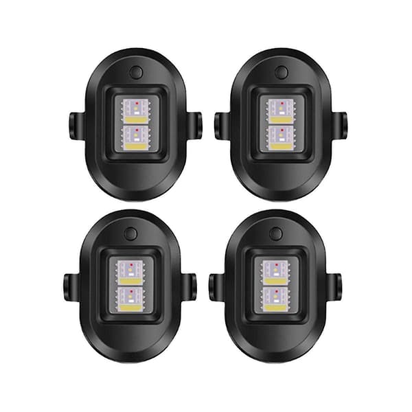 4 stk Universal Strobe Varsellys USB Oppladbart Led Nødlys Li
