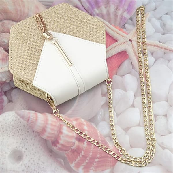 Dam Crossbody Väska Halm PU-läder Strandväska