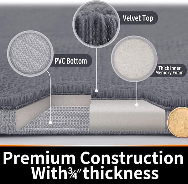 Baderomsmatte i Memory Foam, 112 x 61 cm, Myk, Absorberende, Maskinvaskbar, Sklisikker