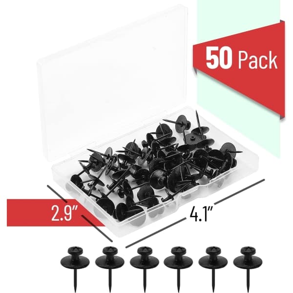 Dubbelsidiga bildnålar 50-pack Svarta Bildhängare Väggmontering