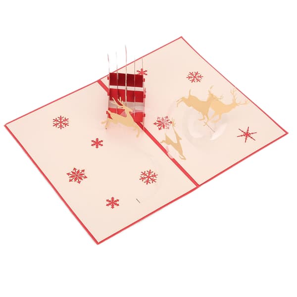 Greeting Card Three-dimensional Reindeer Cart Shape Christmas Decorative Paper with Envelope