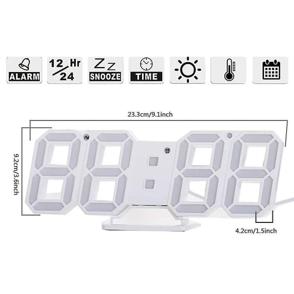 3D digitaalinen seinäkello, LED-numerokello 3 automaattisella säädöllä