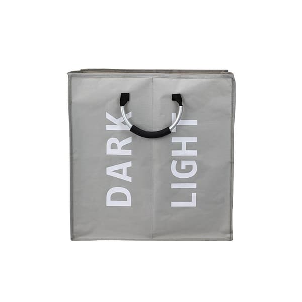 Large Foldable Laundry Hamper with 2 Sections for Bedroom, Fabric