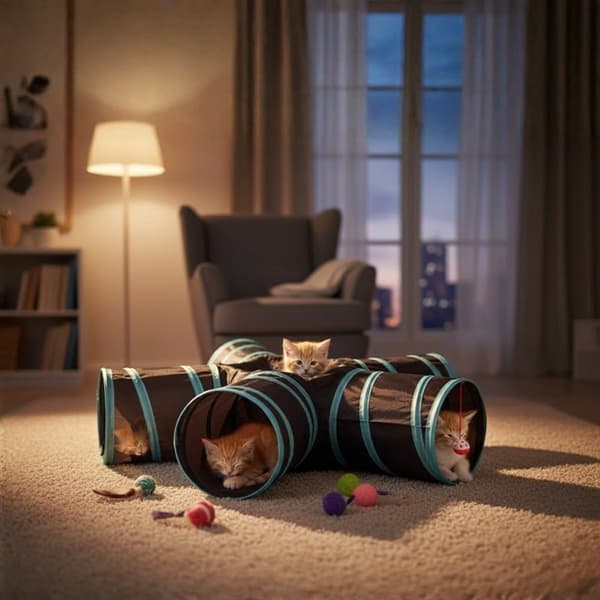 Cat Tunnel - Foldable play tunnel for cats, Gray, L Gray L