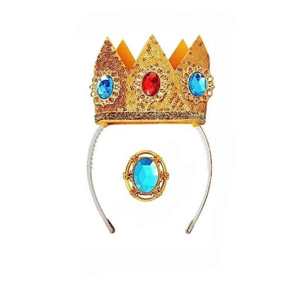 Princess Peach krone tiara øredobber hansker sett Mario cosplay
