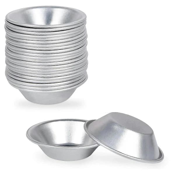 25-pack Egg Tart Mold Egg Tart Cup Egg Tart Base, Round Reusable Nonstick (Aluminum) Silver Silver