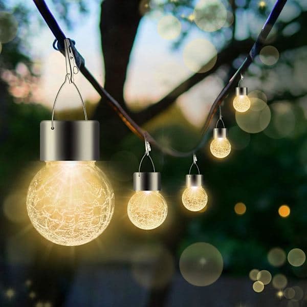 Solar Globe Lights 8-pack, Waterproof Solar Lantern with Handle and Clip, Glass Solar Lights for Garden Yard Warm White8 Warm White8 Warm White8