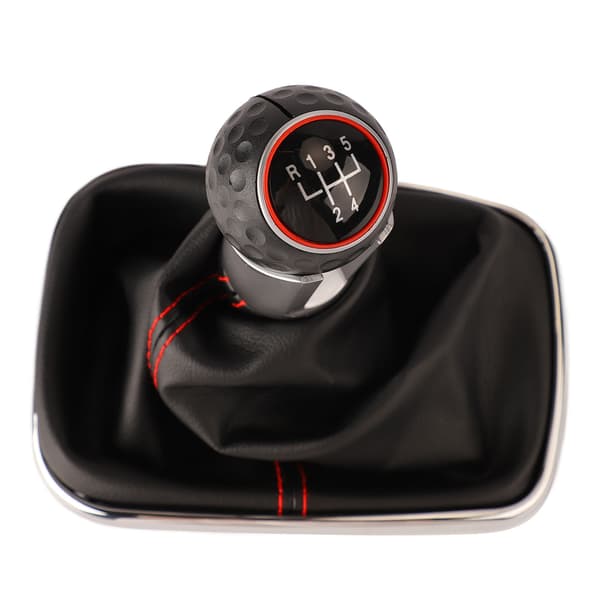 Car Gear Shift Knob Cover 5 Speed Red Stitch Comfortable Touch Automatic Gear Shift Knob Cover Replacement for Bora