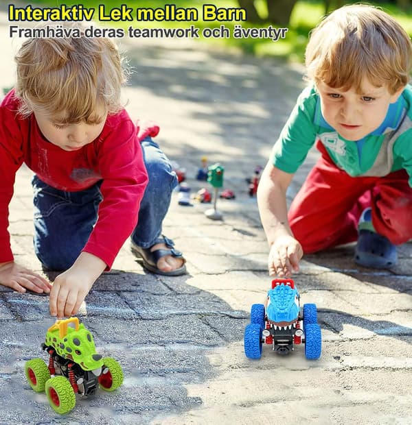 Billeker 2-pakning Dinosaur Monstertruck for barn 2-4 år gutter